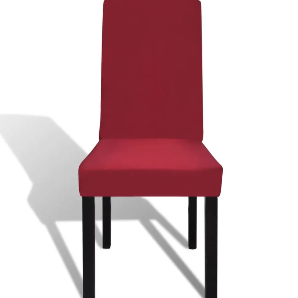 vidaXL 6 st Stoelhoes stretch recht bordeaux