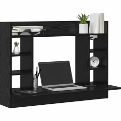 vidaXL Aan de muur bevestigd bureau Zwart eiken 105 x 48 x 75 cm
