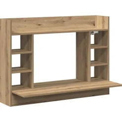 vidaXL Aan de muur bevestigd bureau met plank artisanaal eikenkleurig
