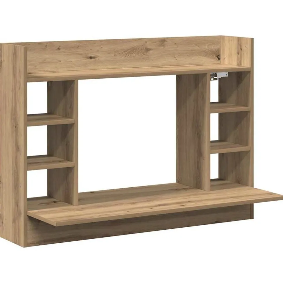 vidaXL Aan de muur bevestigd bureau met plank artisanaal eikenkleurig