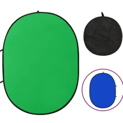 vidaXL Achtergrondscherm studio 2-in-1 ovaal 200x150 cm groen en blauw