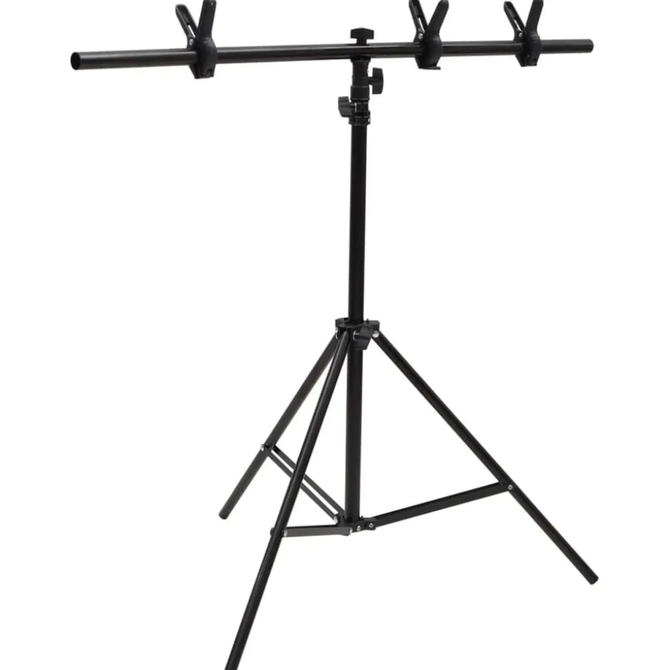 vidaXL Achtergrondstandaard T-vormig 91x60x(70-200) cm zwart
