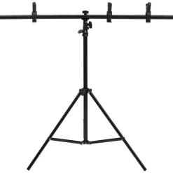 vidaXL Achtergrondstandaard T-vormig 91x60x(70-200) cm zwart