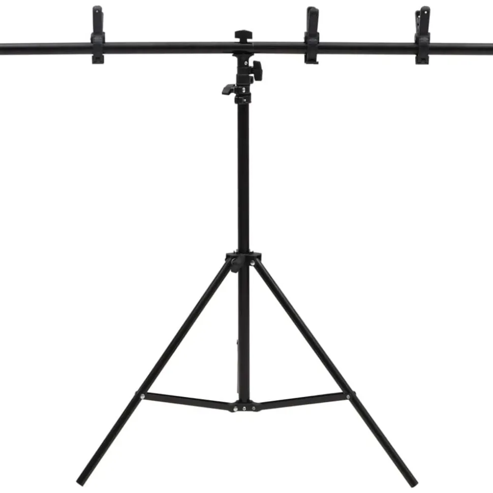 vidaXL Achtergrondstandaard T-vormig 91x60x(70-200) cm zwart