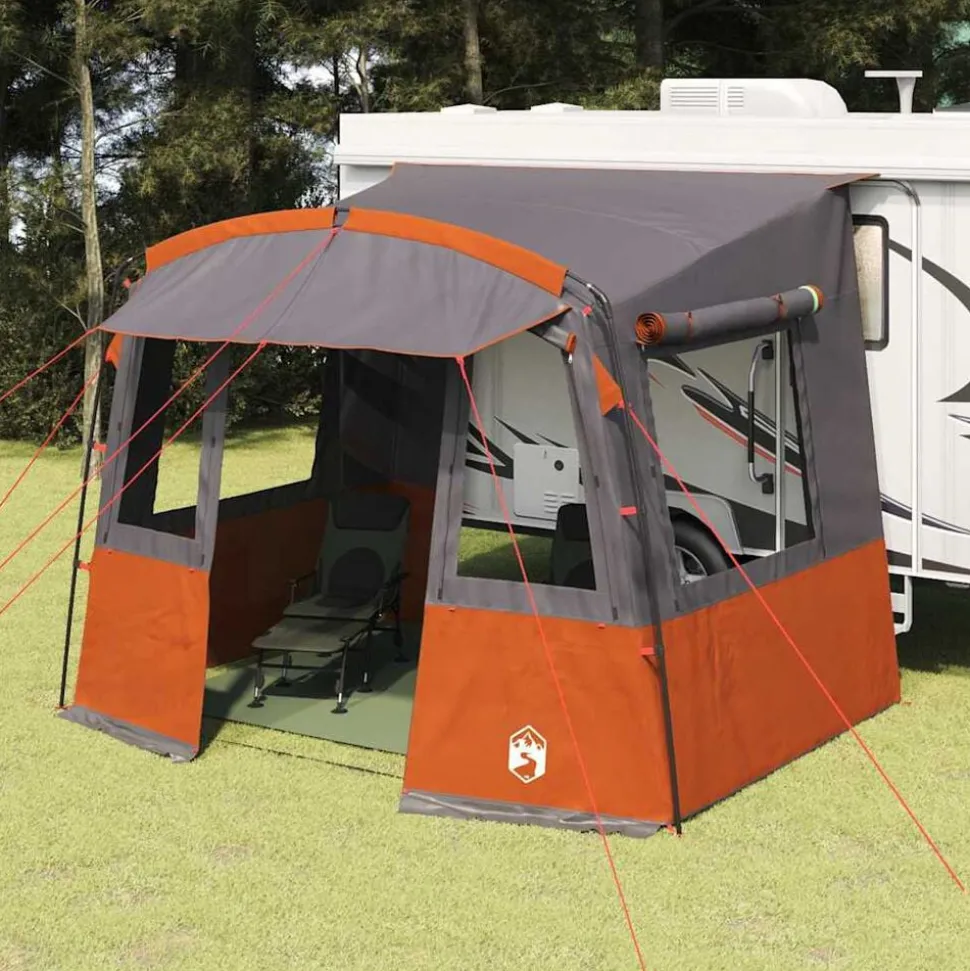 vidaXL Achterkleptent voor Caravan Grijs en Oranje 352 x 250 x 240 cm