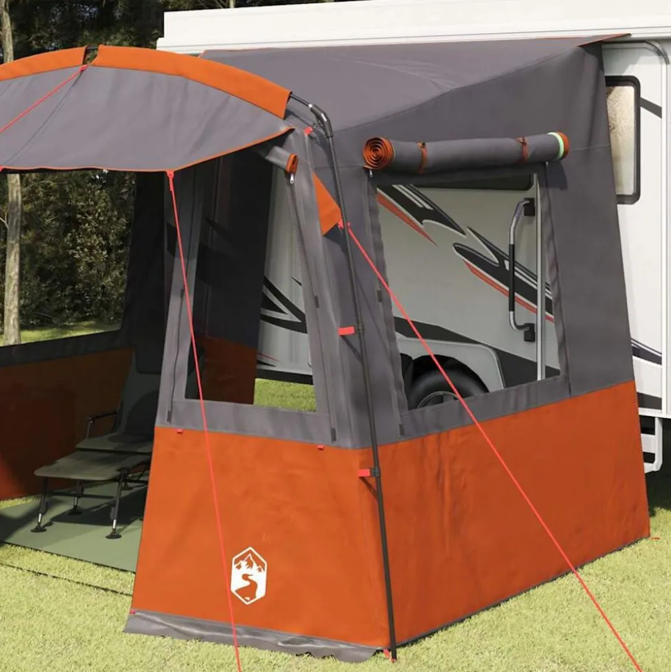 vidaXL Achterkleptent voor Caravan Grijs en Oranje 352 x 250 x 240 cm