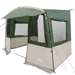 vidaXL Achterkleptent voor Caravan met dak Groen 352 x 250 x 240 cm