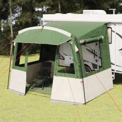 vidaXL Achterkleptent voor Caravan met dak Groen 352 x 250 x 240 cm