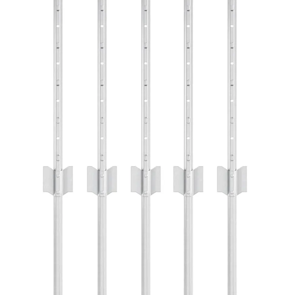 vidaXL Afrasteringspaal 5 pcs Zilver 40 cm Staal