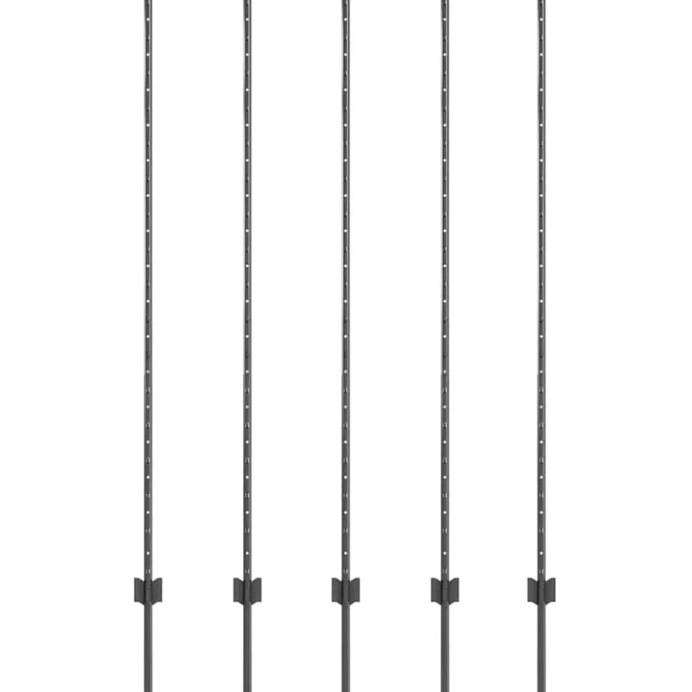 vidaXL Afrasteringspaal 5 pcs Grijs 150 cm Staal