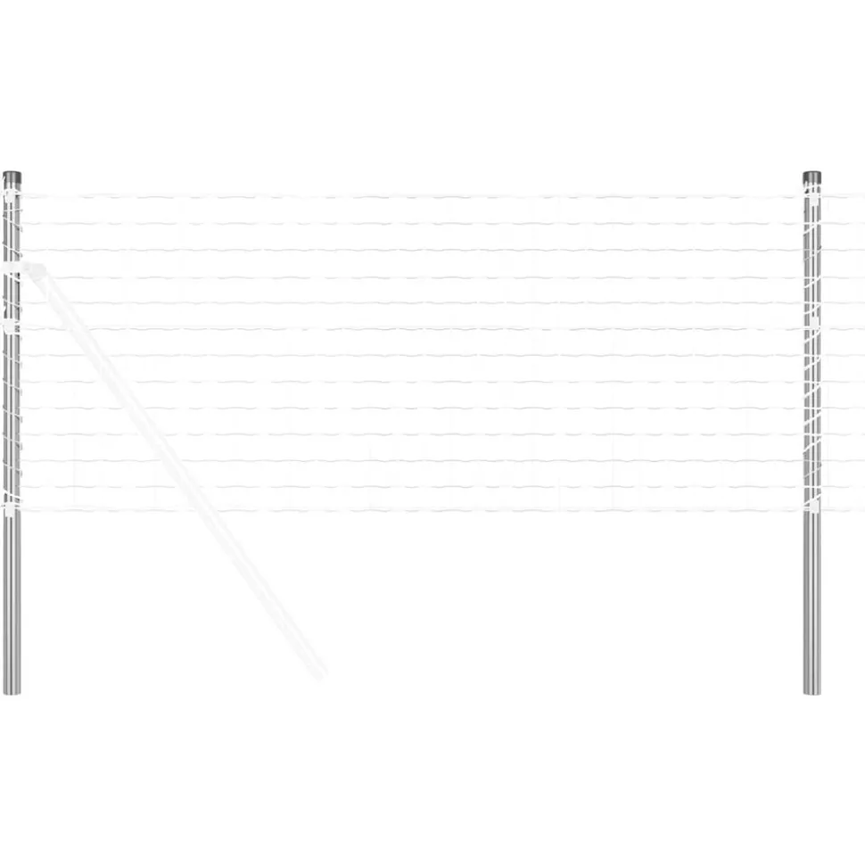 vidaXL Afrasteringspaal 2 pcs Zilver 50 cm Poedergecoat staal