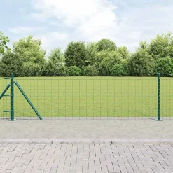 vidaXL Afrasteringspaal 7 pcs Groen Staal