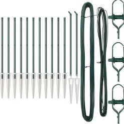 vidaXL Afrasteringspaal 13 pcs Groen Staal