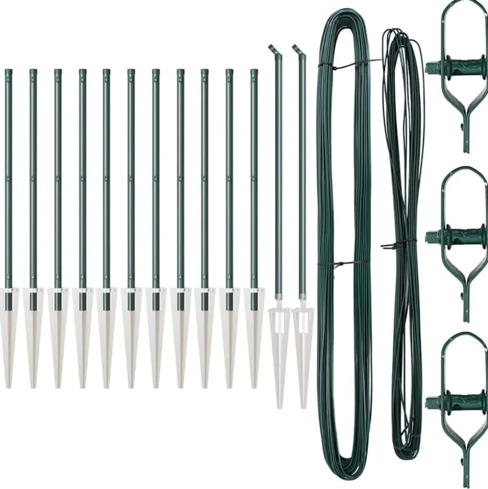 vidaXL Afrasteringspaal 13 pcs Groen Staal