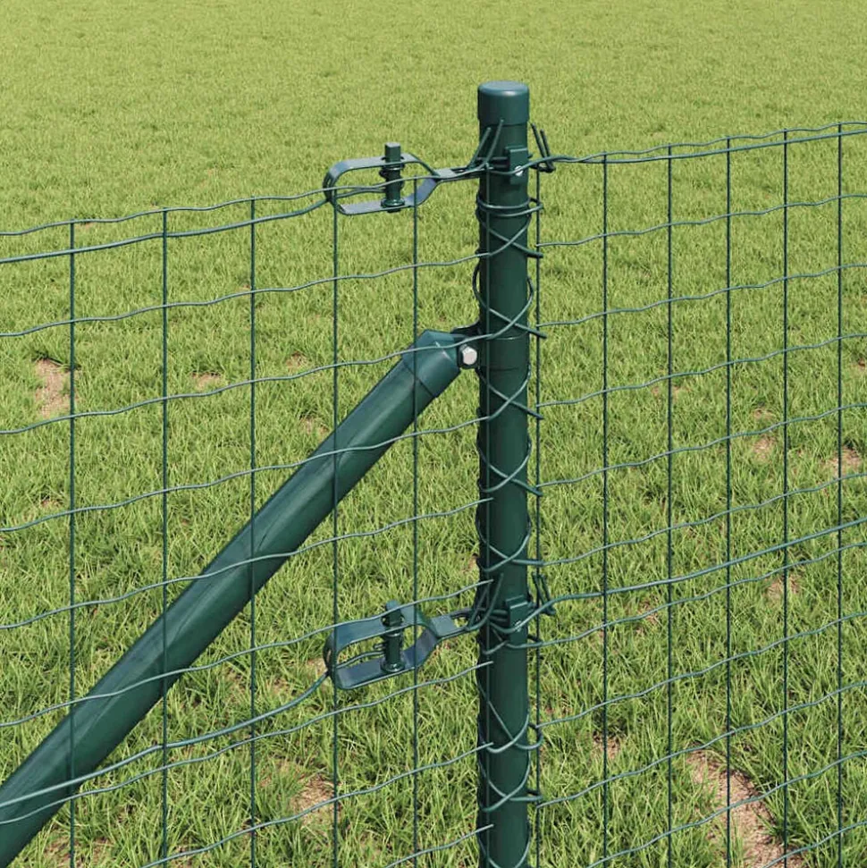 vidaXL Afrasteringspaal 13 pcs Groen Staal