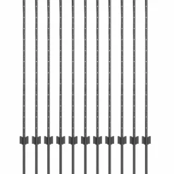 vidaXL Afrasteringspaal 11 pcs Grijs 120 cm Staal
