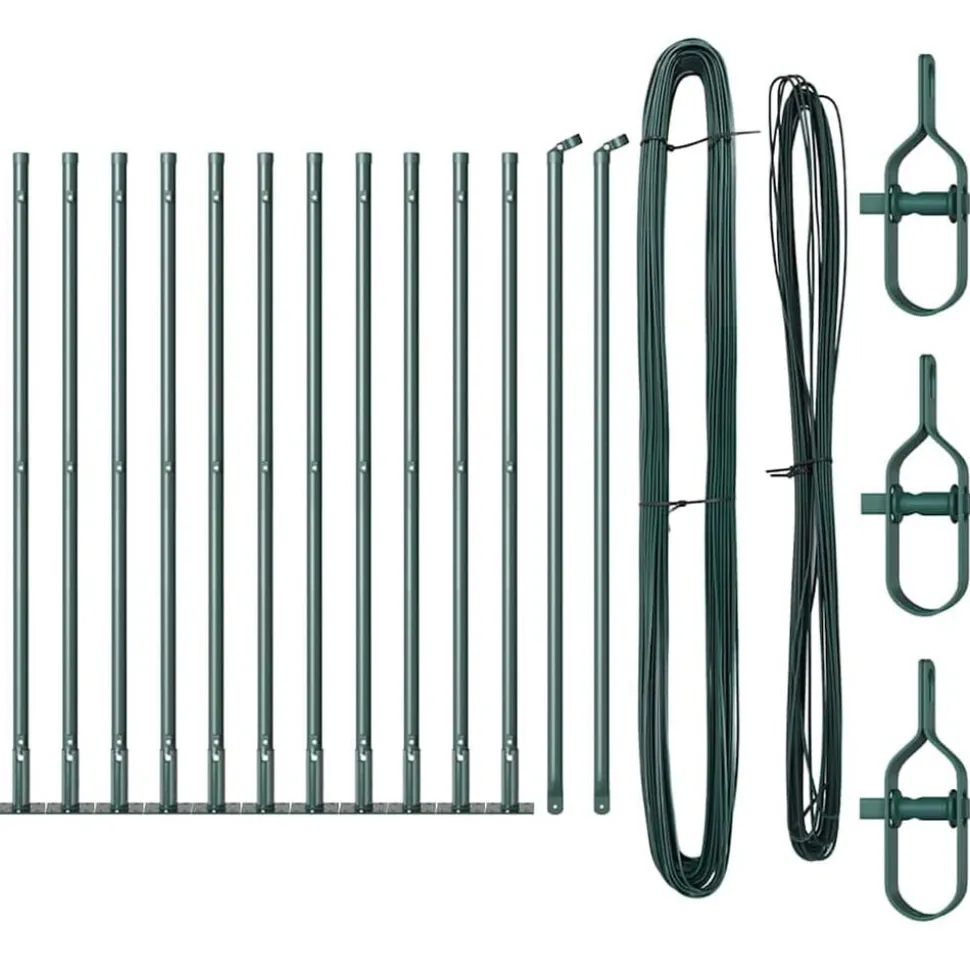 vidaXL Afrasteringspaal 13 pcs Groen Staal