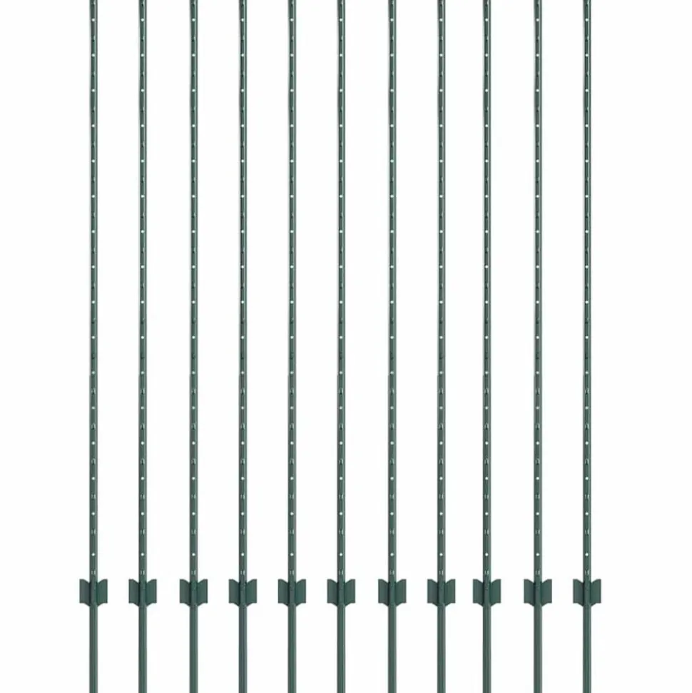 vidaXL Afrasteringspaal 11 pcs Groen 150 cm Staal