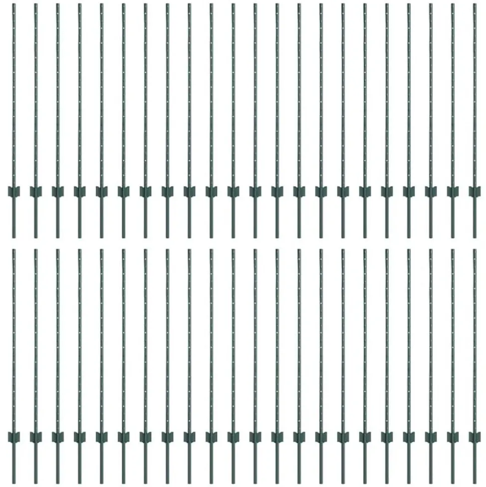 vidaXL Afrasteringspaal 44 pcs Groen 160 cm Staal