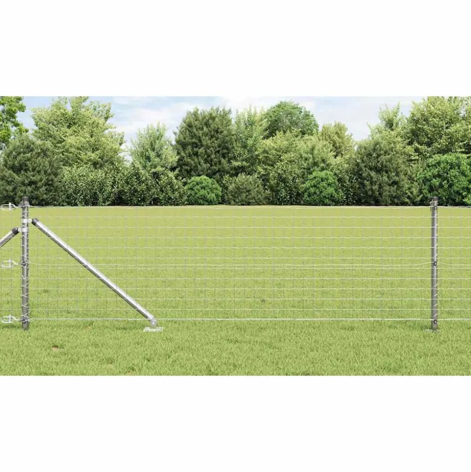 vidaXL Afrasteringspaal 7 pcs Zilver Staal