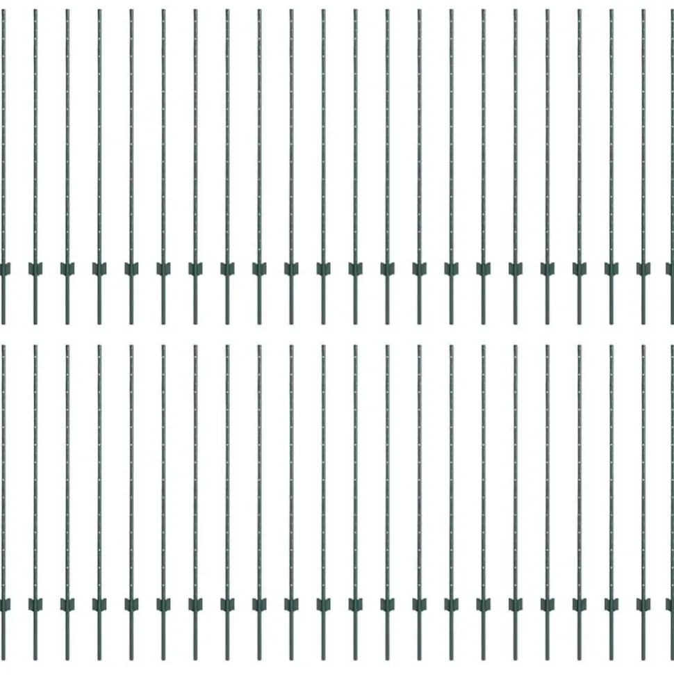 vidaXL Afrasteringspaal 44 pcs Groen 180 cm Staal