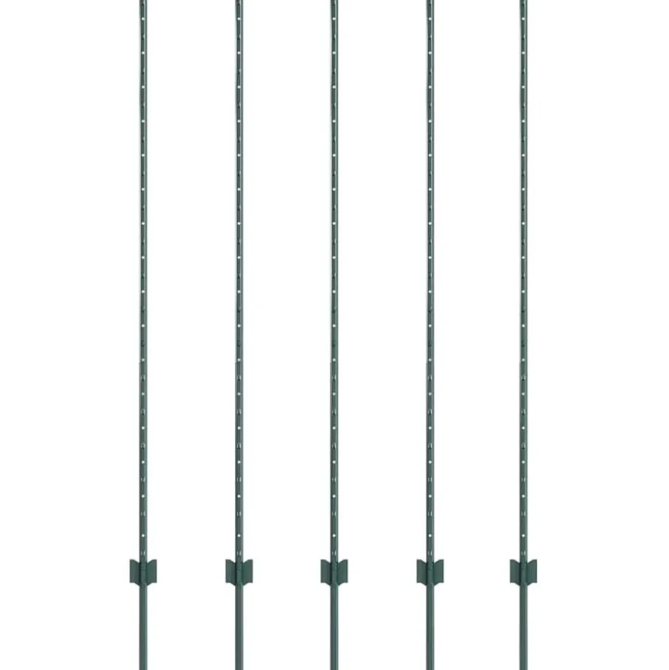 vidaXL Afrasteringspaal 5 pcs Groen 150 cm Staal