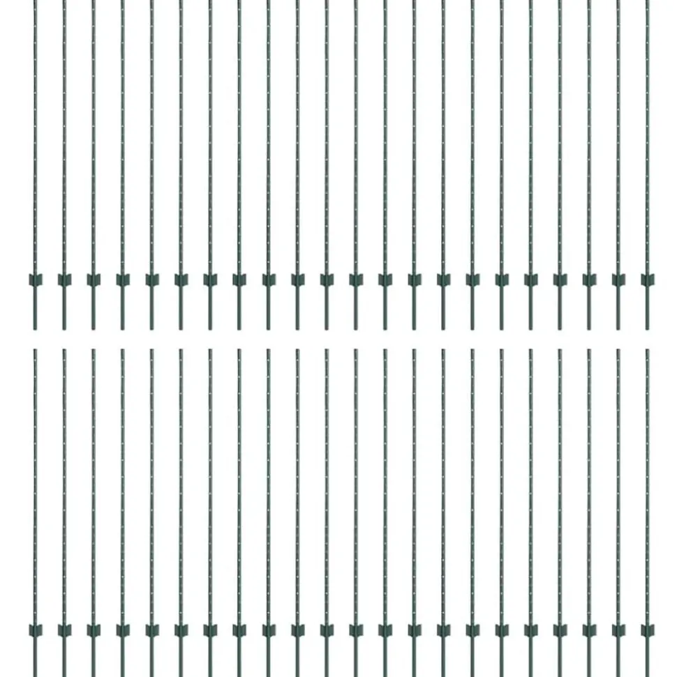 vidaXL Afrasteringspaal 44 pcs Groen 200 cm Staal