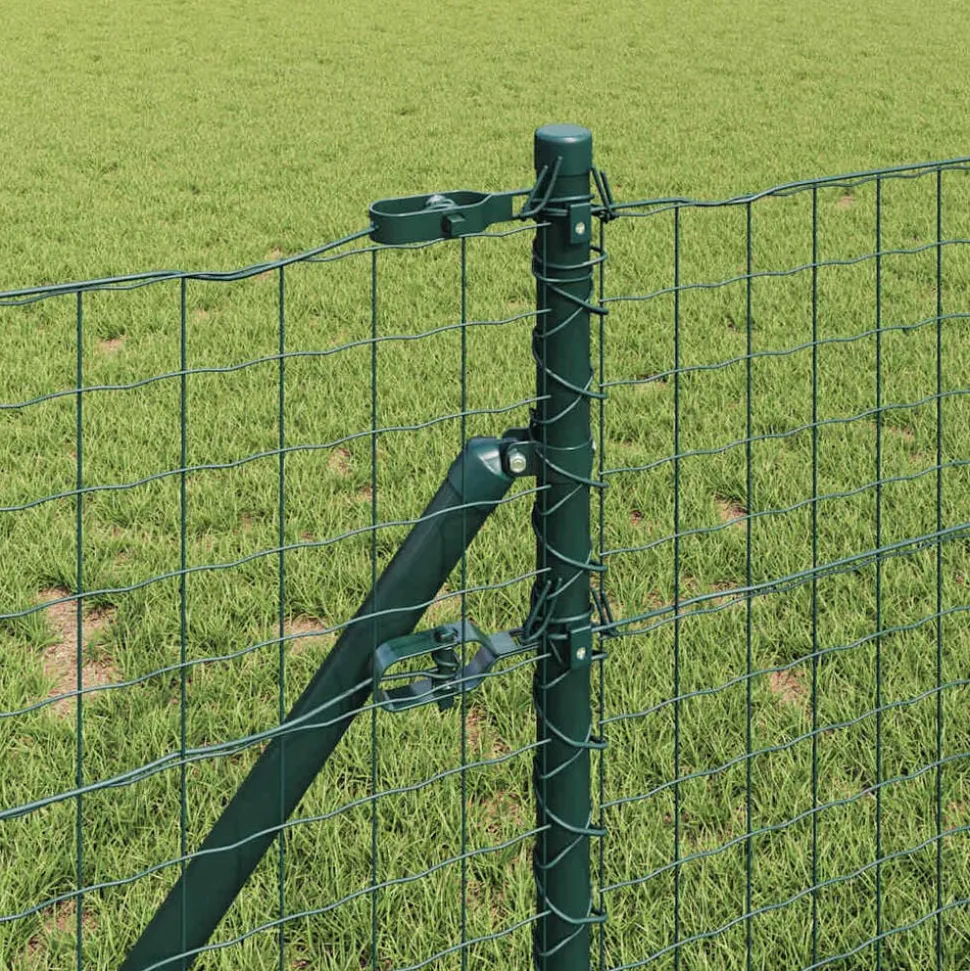 vidaXL Afrasteringspaal 7 pcs Groen Staal