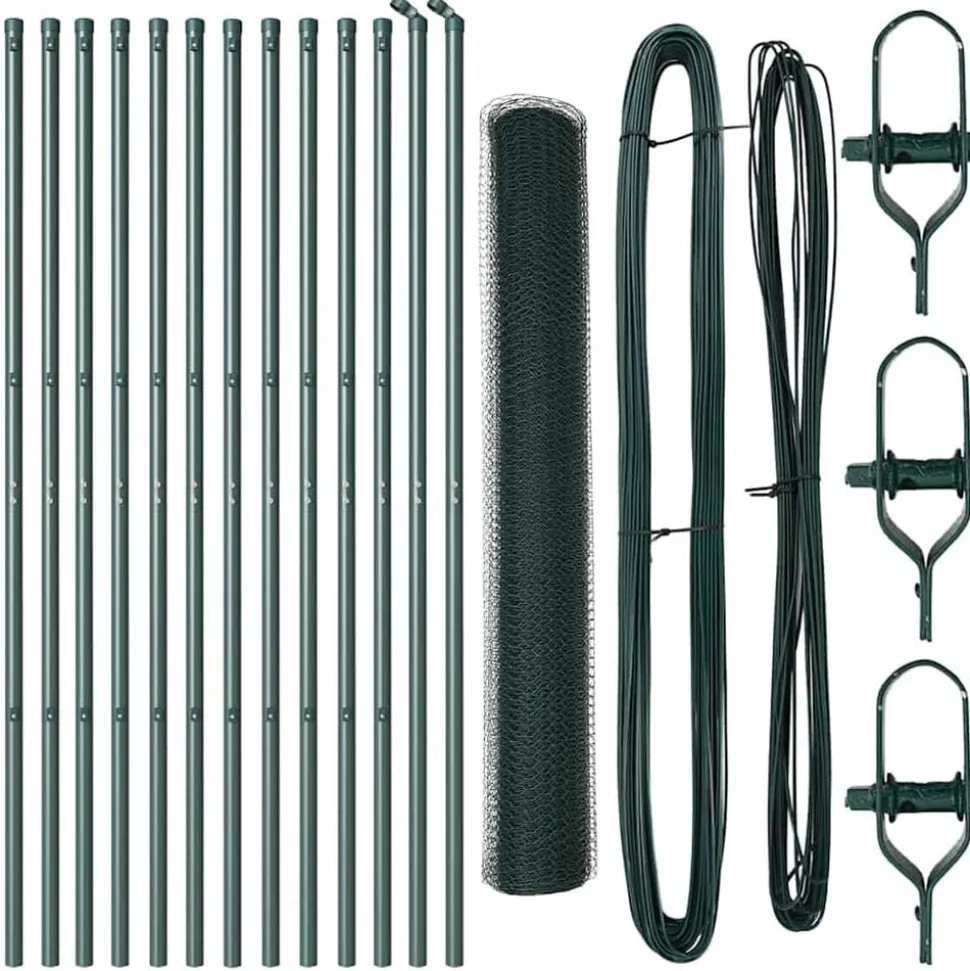 vidaXL Afrasteringspaal Groen 25 x 1 m (25 mm gaas) Staal