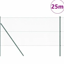 vidaXL Afrasteringspaal Groen 25 x 1 m (25 mm gaas) Staal