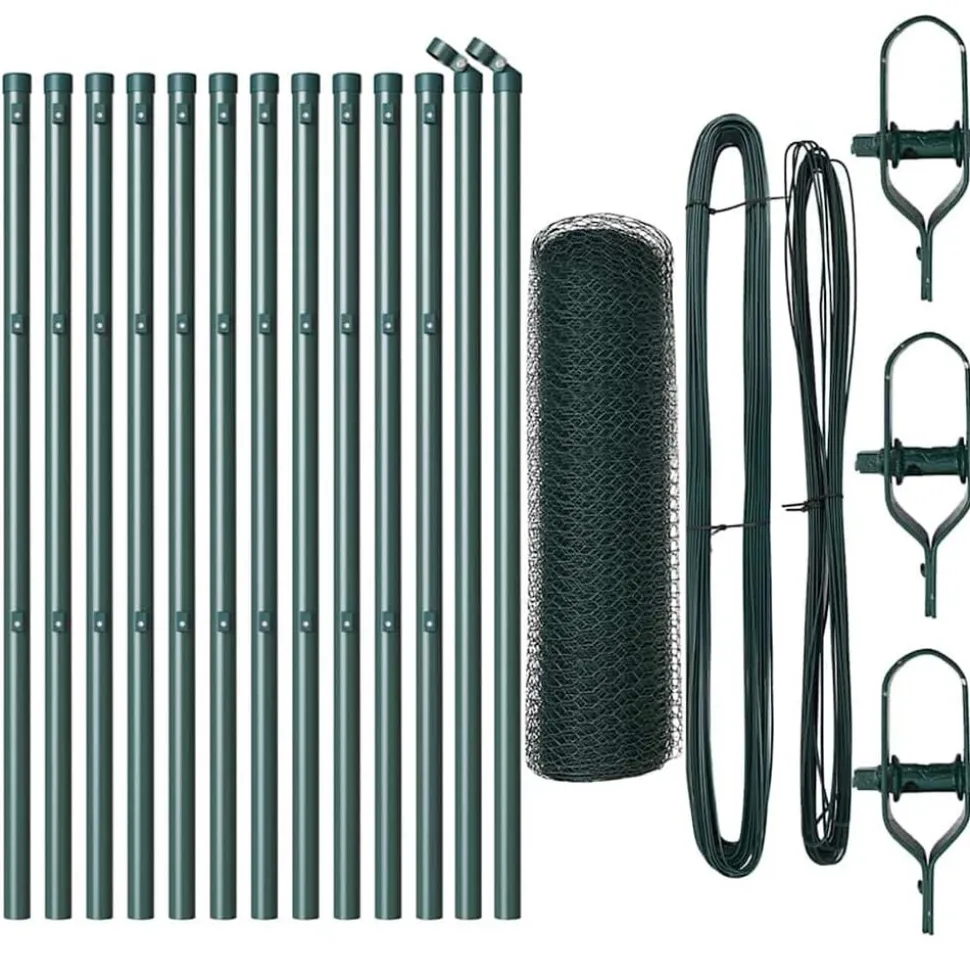 vidaXL Afrasteringspaal Groen 25 x 0,5 m (13 mm gaas) Staal