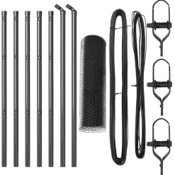 vidaXL Afrasteringspaal Grijs 10 x 0,4 m (13 mm gaas) Staal en PVC