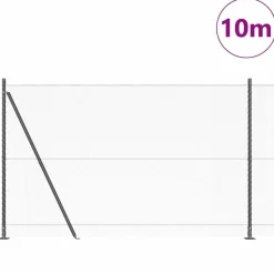 vidaXL Afrasteringspaal Grijs 10 x 1,5 m (13 mm gaas) Staal en PVC
