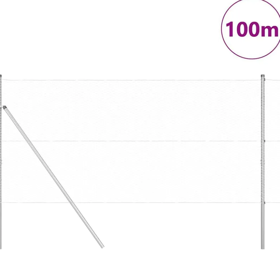 vidaXL Afrasteringspaal Zilver 100 x 1,2 m (25 mm gaas) Staal