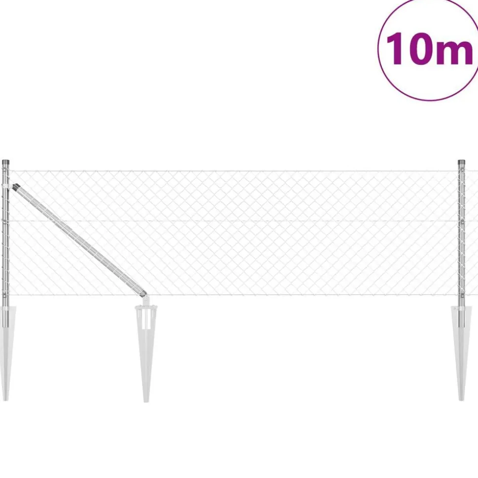 vidaXL Afrasteringspaal Zilver 10 x 0,4 m (40 x 40 mm gaas) Staal