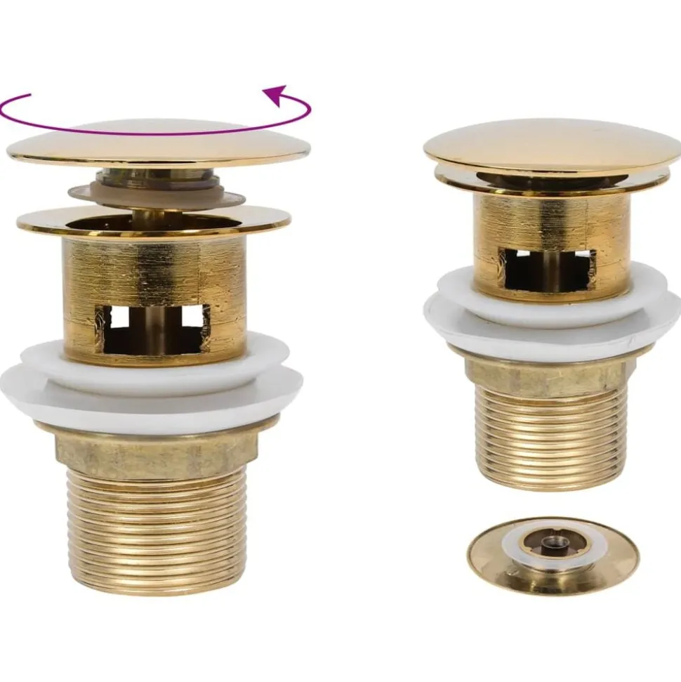 vidaXL Afvoer pop-up met overloop 6,4x6,4x9,1 cm goudkleurig