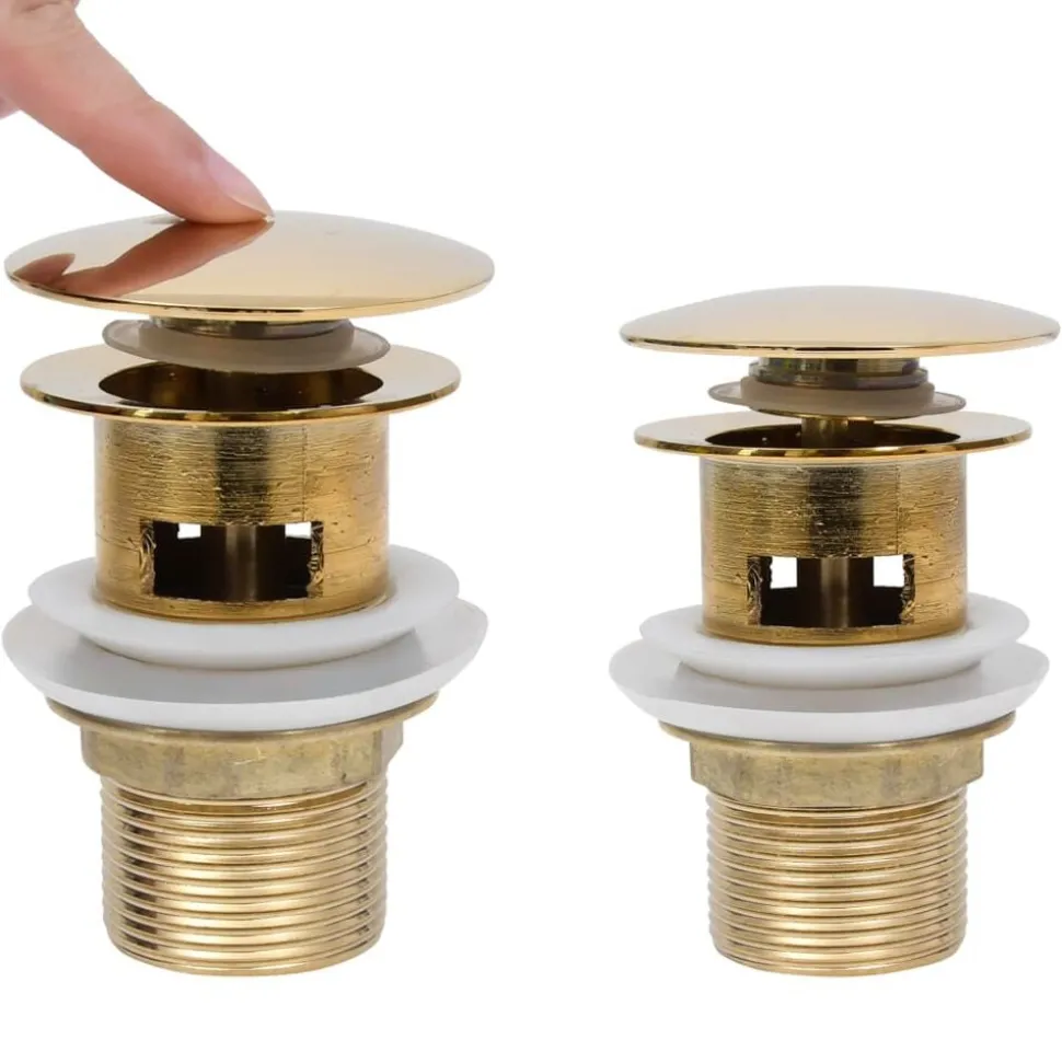 vidaXL Afvoer pop-up met overloop 6,4x6,4x9,1 cm goudkleurig