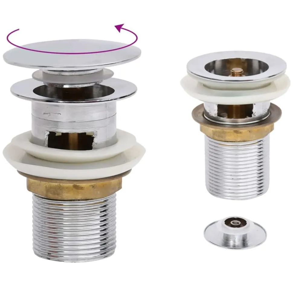 vidaXL Afvoer pop-up met overloop 6,4x6,4x9,1 cm chroomkleurig