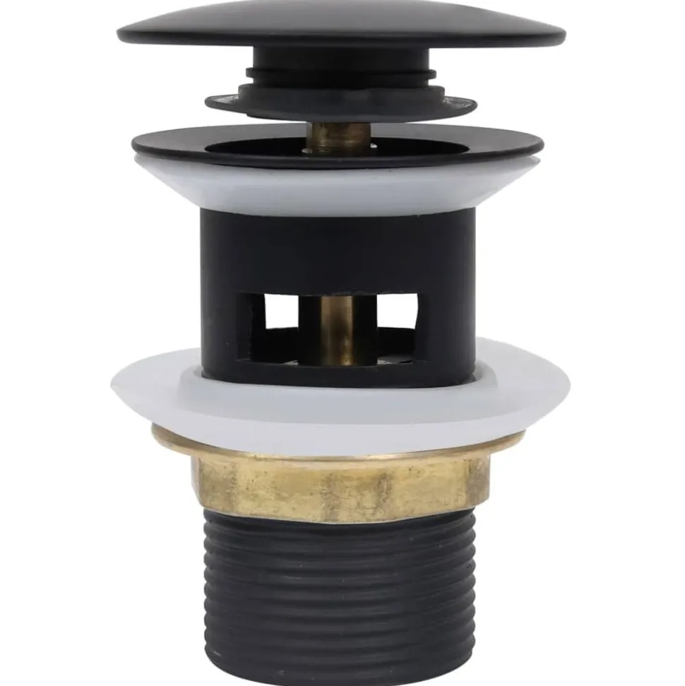 vidaXL Afvoer pop-up met overloop 6,4x6,4x9,1 cm zwart