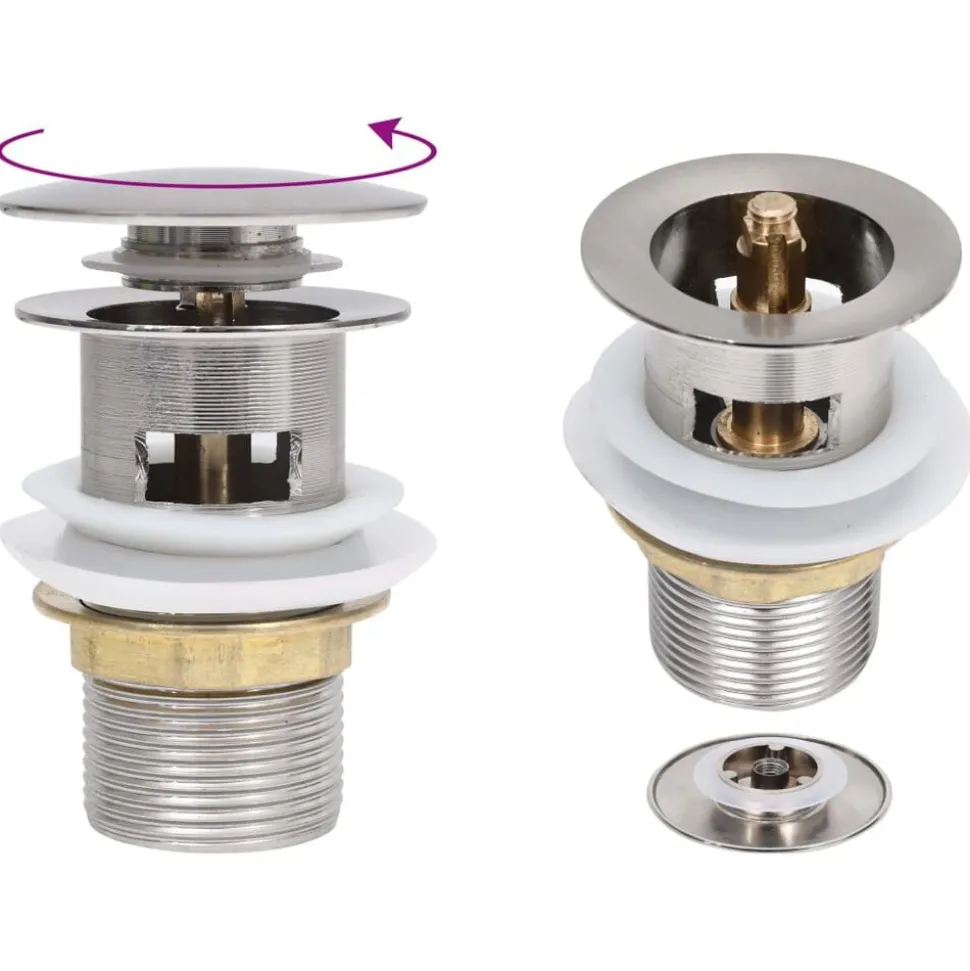 vidaXL Afvoer pop-up met overloop 6,4x6,4x9,1 cm zilverkleurig