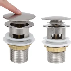 vidaXL Afvoer pop-up met overloop 6,4x6,4x9,1 cm zilverkleurig