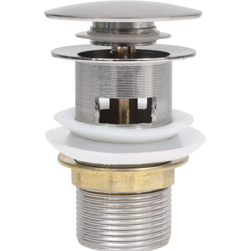 vidaXL Afvoer pop-up met overloop 6,4x6,4x9,1 cm zilverkleurig