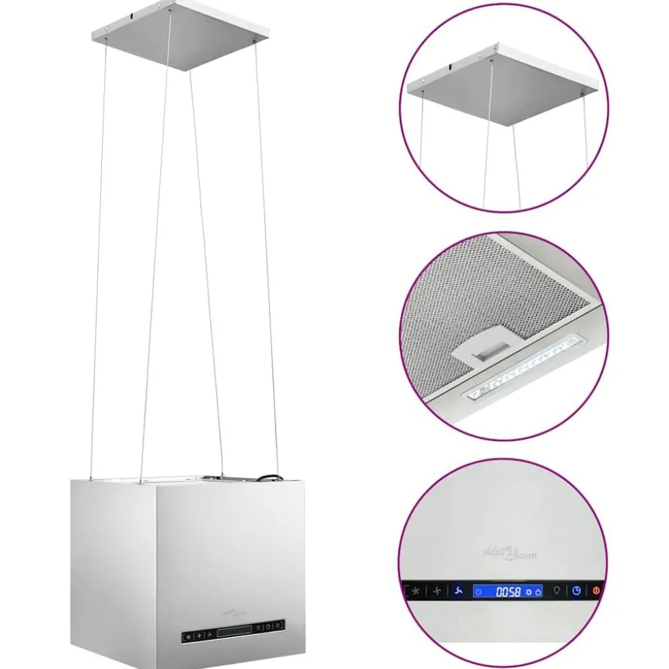 vidaXL Afzuigkap hangend met aanraaksensor LCD 37 cm roestvrij staal