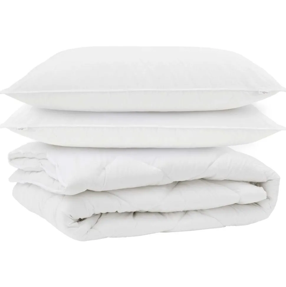 vidaXL All-season dekbed met kussen 3 pcs Wit Microvezel