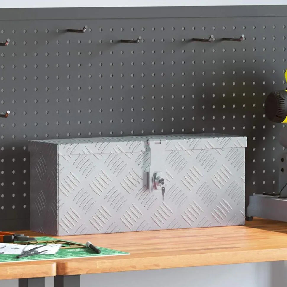 vidaXL Aluminium kist 48,5x14x20 cm zilverkleurig