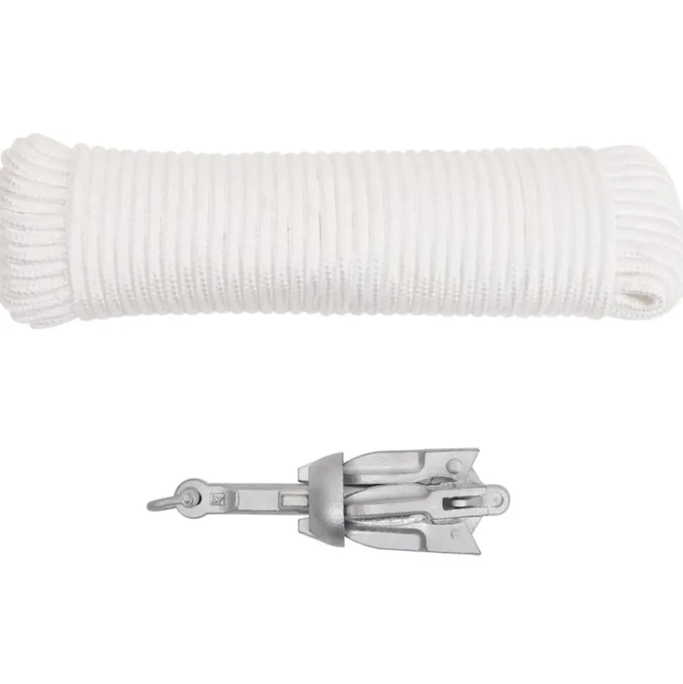 vidaXL Anker met touw inklapbaar 0,7 kg thermisch verzinkt gietijzer