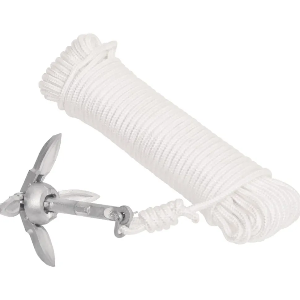 vidaXL Anker met touw inklapbaar 0,7 kg thermisch verzinkt gietijzer