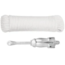 vidaXL Anker met touw inklapbaar 2,5 kg smeedijzer zilverkleurig