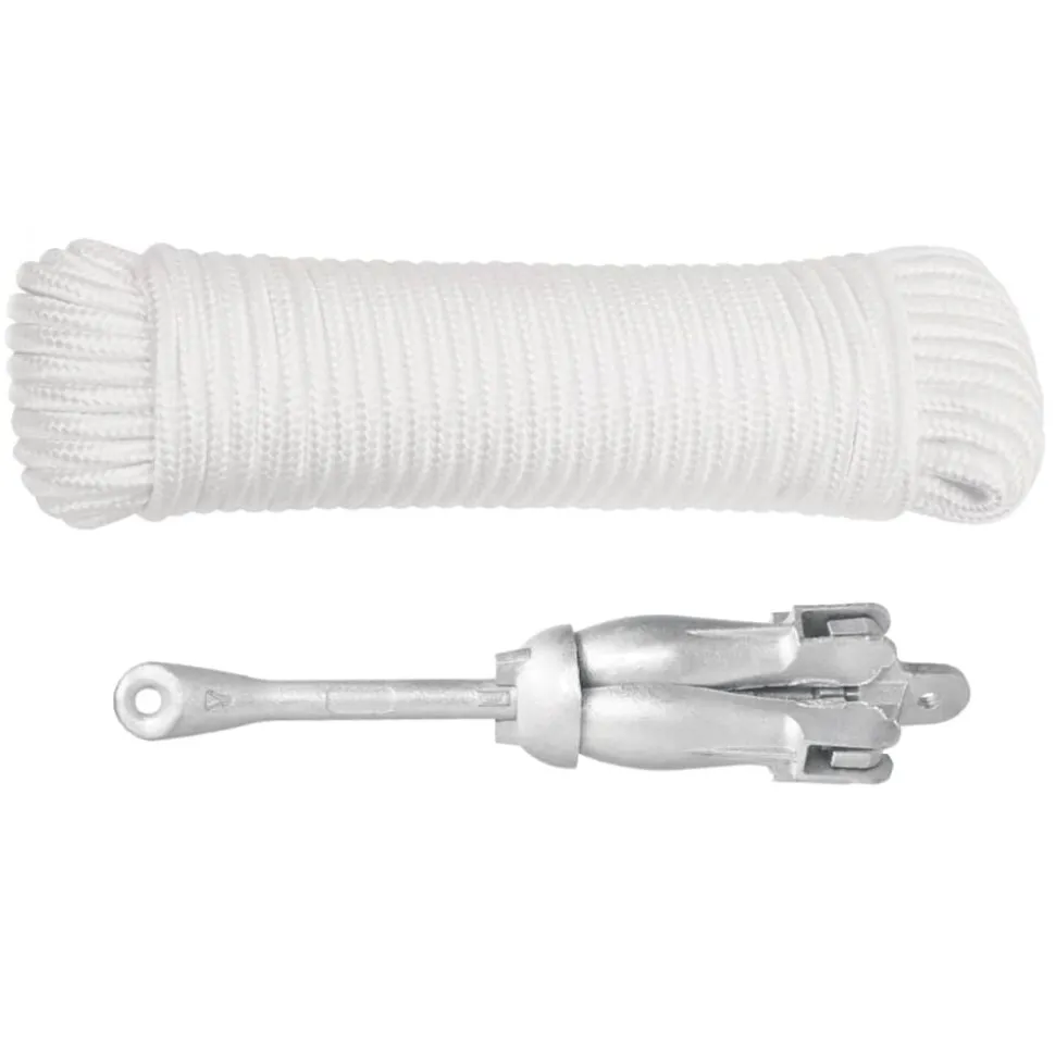 vidaXL Anker met touw inklapbaar 2,5 kg smeedijzer zilverkleurig