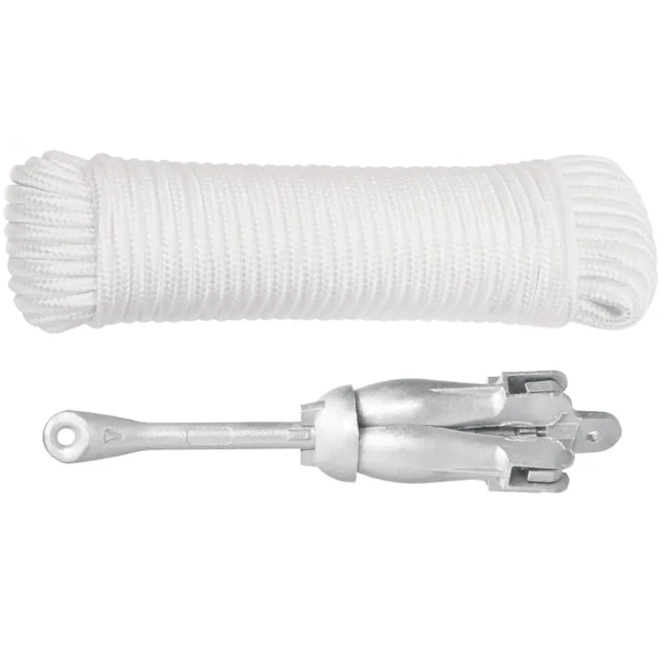 vidaXL Anker met touw inklapbaar 3,2 kg smeedijzer zilverkleurig